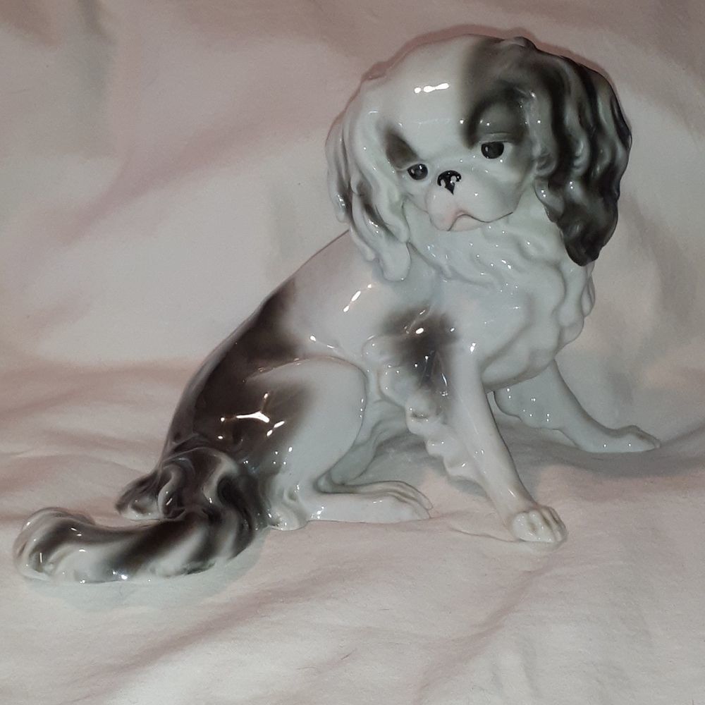 Antique Gotha Pfeffer Germany Porcelain Japanese Chin Pekingese Dog‎ Statuette